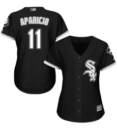 Women's Majestic Chicago White Sox #11 Luis Aparicio Replica Black Alternate Home Cool Base MLB Jersey