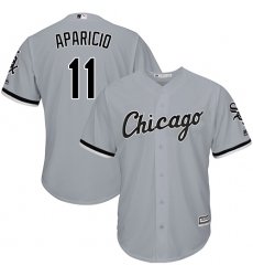 Youth Majestic Chicago White Sox #11 Luis Aparicio Replica Grey Road Cool Base MLB Jersey