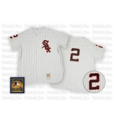 Men's Mitchell and Ness Chicago White Sox #2 Nellie Fox Replica White Throwback MLB Jersey