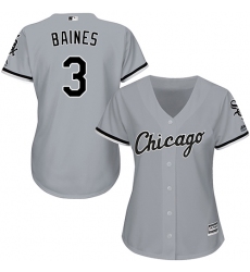 Women's Majestic Chicago White Sox #3 Harold Baines Authentic Grey Road Cool Base MLB Jersey