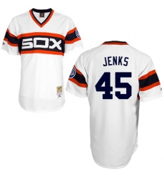 Men's Mitchell and Ness 1983 Chicago White Sox #45 Bobby Jenks Authentic White Throwback MLB Jersey