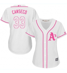 Women's Majestic Oakland Athletics #33 Jose Canseco Replica White Fashion Cool Base MLB Jersey