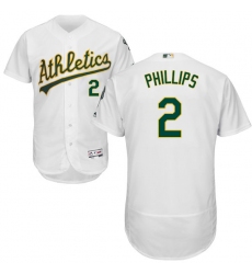 Men's Majestic Oakland Athletics #2 Tony Phillips White Home Flex Base Authentic Collection MLB Jersey