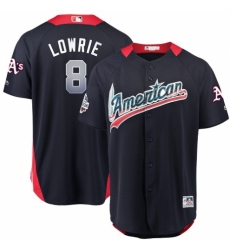 Men's Majestic Oakland Athletics #8 Jed Lowrie Game Navy Blue American League 2018 MLB All-Star MLB Jersey