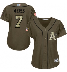 Women's Majestic Oakland Athletics #7 Walt Weiss Authentic Green Salute to Service MLB Jersey