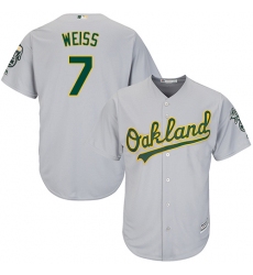Youth Majestic Oakland Athletics #7 Walt Weiss Replica Grey Road Cool Base MLB Jersey
