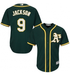 Youth Majestic Oakland Athletics #9 Reggie Jackson Authentic Green Alternate 1 Cool Base MLB Jersey