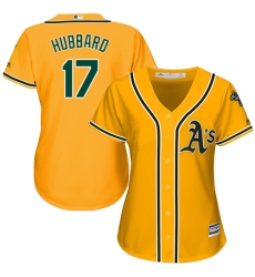 Women's Majestic Oakland Athletics #17 Glenn Hubbard Replica Gold Alternate 2 Cool Base MLB Jersey