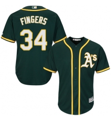 Youth Majestic Oakland Athletics #34 Rollie Fingers Replica Green Alternate 1 Cool Base MLB Jersey