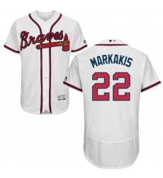 Men's Majestic Atlanta Braves #22 Nick Markakis White Home Flex Base Authentic Collection MLB Jersey