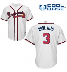 Men's Majestic Atlanta Braves #3 Babe Ruth Replica White Home Cool Base MLB Jersey