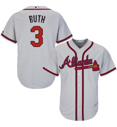 Youth Majestic Atlanta Braves #3 Babe Ruth Authentic Grey Road Cool Base MLB Jersey