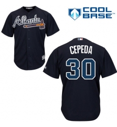 Men's Majestic Atlanta Braves #30 Orlando Cepeda Replica Blue Alternate Road Cool Base MLB Jersey