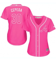 Women's Majestic Atlanta Braves #30 Orlando Cepeda Authentic Pink Fashion Cool Base MLB Jersey