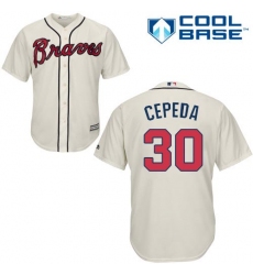 Youth Majestic Atlanta Braves #30 Orlando Cepeda Authentic Cream Alternate 2 Cool Base MLB Jersey