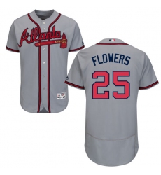 Men's Majestic Atlanta Braves #25 Tyler Flowers Grey Road Flex Base Authentic Collection MLB Jersey