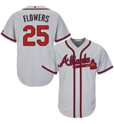 Youth Majestic Atlanta Braves #25 Tyler Flowers Authentic Grey Road Cool Base MLB Jersey