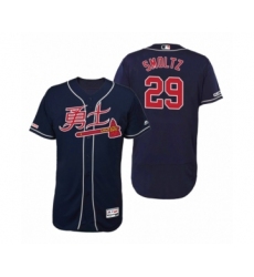 Men's 2019 Asian Heritage Month Atlanta Braves #29 John Smoltz Navy Chinese Flex Base Jersey