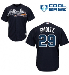Youth Majestic Atlanta Braves #29 John Smoltz Authentic Blue Alternate Road Cool Base MLB Jersey