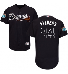 Men's Majestic Atlanta Braves #24 Deion Sanders Navy Blue Alternate Flex Base Authentic Collection MLB Jersey