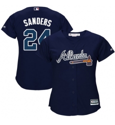 Women's Majestic Atlanta Braves #24 Deion Sanders Authentic Blue Alternate Road Cool Base MLB Jersey
