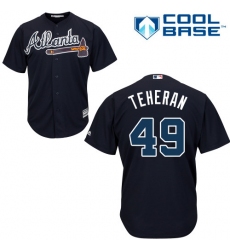 Youth Majestic Atlanta Braves #49 Julio Teheran Authentic Blue Alternate Road Cool Base MLB Jersey