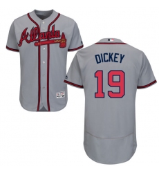 Men's Majestic Atlanta Braves #19 R.A. Dickey Grey Flexbase Authentic Collection MLB Jersey