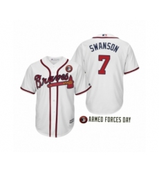 Women 2019 Armed Forces Day Dansby Swanson #7 Atlanta Braves White Jersey