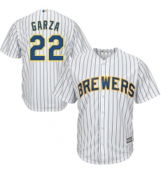 Youth Majestic Milwaukee Brewers #22 Matt Garza Replica White Alternate Cool Base MLB Jersey
