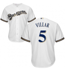 Youth Majestic Milwaukee Brewers #5 Jonathan Villar Authentic White Home Cool Base MLB Jersey