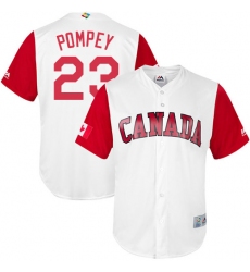 Men's Canada Baseball Majestic #23 Dalton Pompey White 2017 World Baseball Classic Replica Team Jersey