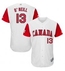Men's Canada Baseball Majestic #13 Tyler O'Neill White 2017 World Baseball Classic Authentic Team Jersey