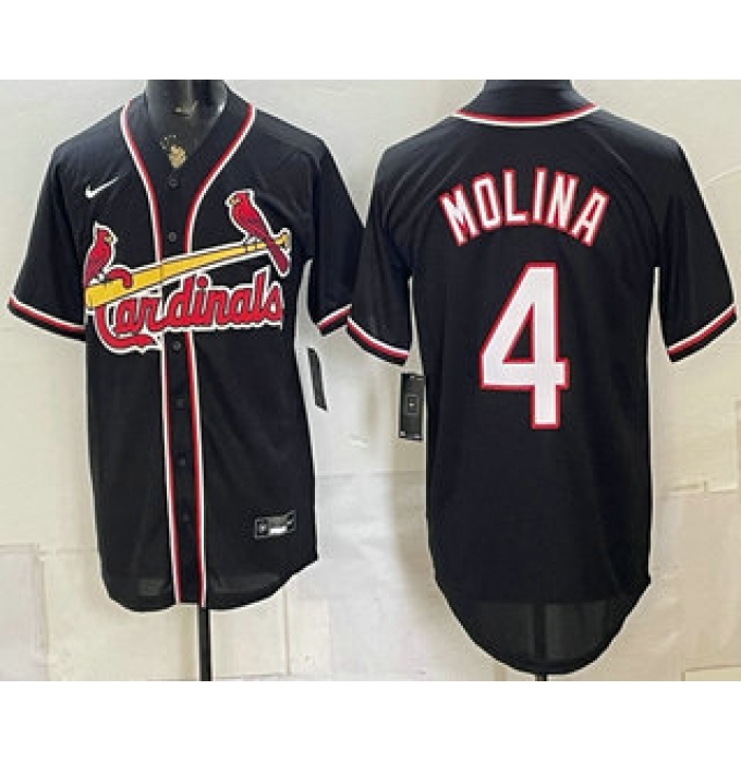 Men's St Louis Cardinals #4 Yadier Molina 2026 Black Fashion Cool Base Jersey