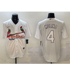 Men's St. Louis Cardinals #4 Yadier Molina White Cool Base Stitched Baseball Jersey