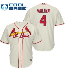 Women's Majestic St. Louis Cardinals #4 Yadier Molina Authentic Cream Alternate MLB Jersey