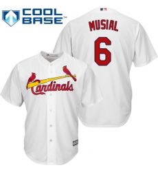 Youth Majestic St. Louis Cardinals #6 Stan Musial Authentic White Home Cool Base MLB Jersey
