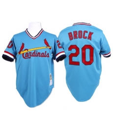 Men's Mitchell and Ness St. Louis Cardinals #20 Lou Brock Replica Blue Throwback MLB Jersey