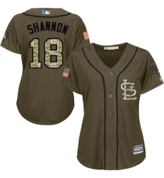 Women's Majestic St. Louis Cardinals #18 Mike Shannon Authentic Green Salute to Service MLB Jersey