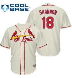 Youth Majestic St. Louis Cardinals #18 Mike Shannon Authentic Cream Alternate Cool Base MLB Jersey