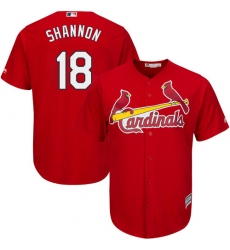 Youth Majestic St. Louis Cardinals #18 Mike Shannon Authentic Red Alternate Cool Base MLB Jersey