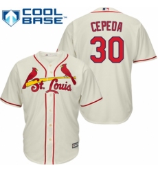 Men's Majestic St. Louis Cardinals #30 Orlando Cepeda Replica Cream Alternate Cool Base MLB Jersey