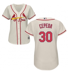 Women's Majestic St. Louis Cardinals #30 Orlando Cepeda Authentic Cream Alternate Cool Base MLB Jersey