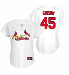 Women's Majestic St. Louis Cardinals #45 Bob Gibson Replica White Home MLB Jersey