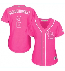 Women's Majestic St. Louis Cardinals #2 Red Schoendienst Replica Pink Fashion Cool Base MLB Jersey