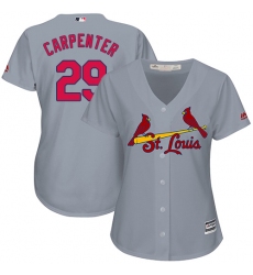 Women's Majestic St. Louis Cardinals #29 Chris Carpenter Authentic Grey Road Cool Base MLB Jersey