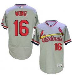 Men's Majestic St. Louis Cardinals #16 Kolten Wong Grey Flexbase Authentic Collection Cooperstown MLB Jersey