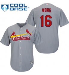 Youth Majestic St. Louis Cardinals #16 Kolten Wong Replica Grey Road Cool Base MLB Jersey