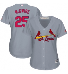 Women's Majestic St. Louis Cardinals #25 Mark McGwire Authentic Grey Road Cool Base MLB Jersey