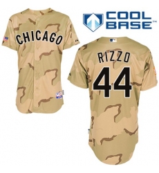 Men's Majestic Chicago Cubs #44 Anthony Rizzo Authentic Camo Commemorative Military Day Cool Base MLB Jersey