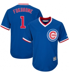 Youth Majestic Chicago Cubs #1 Kosuke Fukudome Authentic Royal Blue Cooperstown Cool Base MLB Jersey